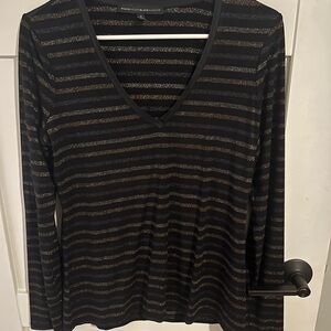 White House Black Market Black and Gold Long Sleeve Top